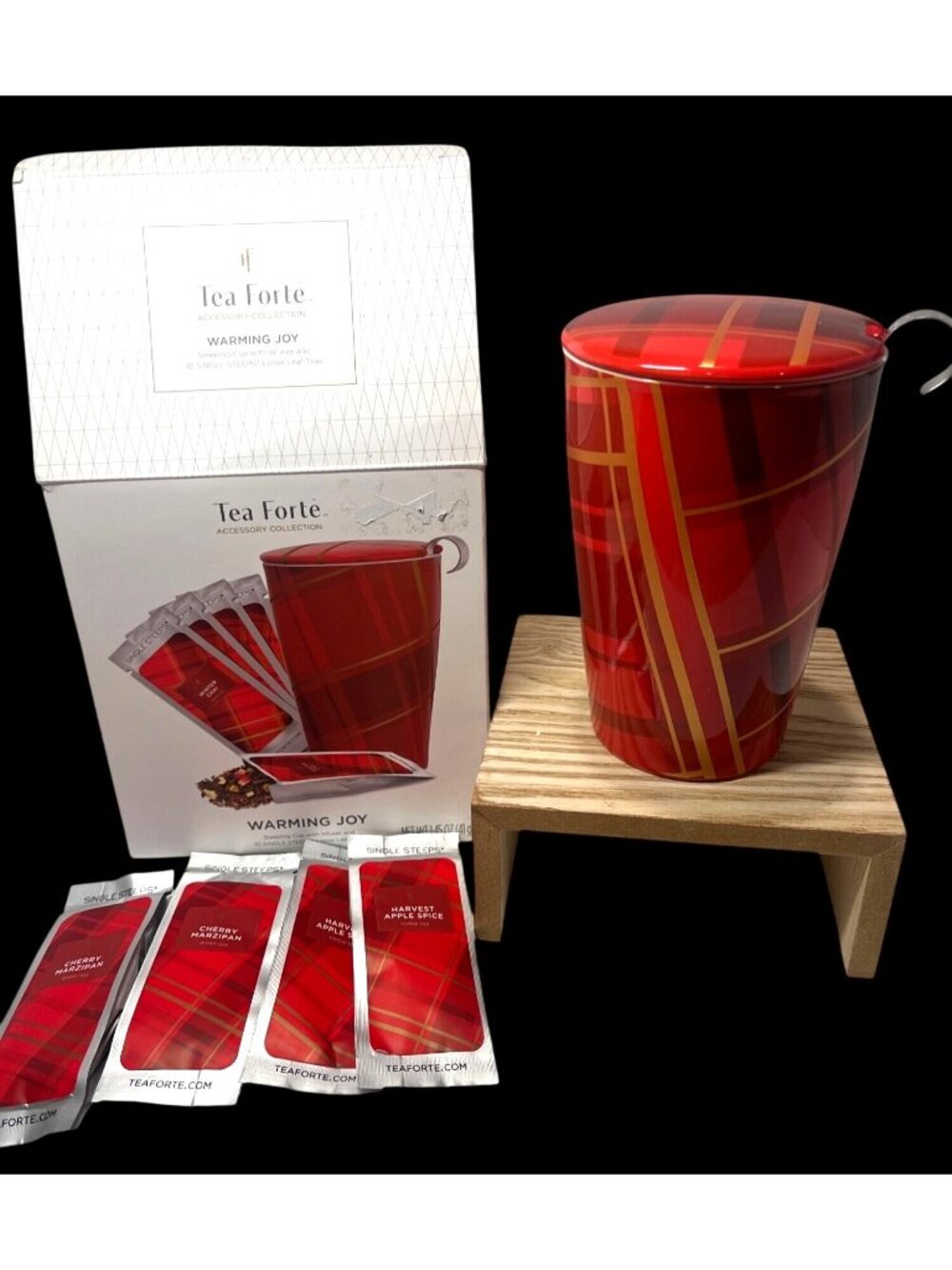 Tea Forte Warming Joy Steeping Cup & Infuser With 10 Assorted Single Steeps Loos